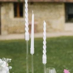 2 BOUGIES FLAMBEAU CONIQUES 25CM 7H BLANC
