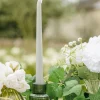 2 BOUGIES FLAMBEAU CONIQUES 25CM 7H VERT-DE-GRIS