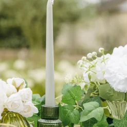 2 BOUGIES FLAMBEAU CONIQUES 25CM 7H VERT-DE-GRIS