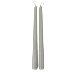 2 BOUGIES FLAMBEAU CONIQUES 25CM 7H VERT-DE-GRIS