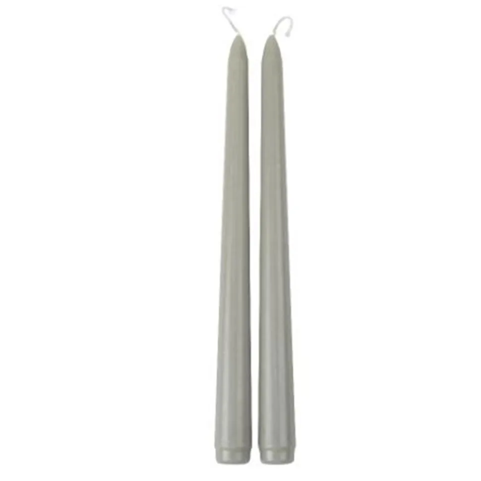 2 BOUGIES FLAMBEAU CONIQUES 25CM 7H VERT-DE-GRIS