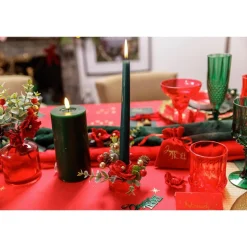 2 BOUGIES FLAMBEAU CONIQUES 25CM 7H VERT ANGLAIS