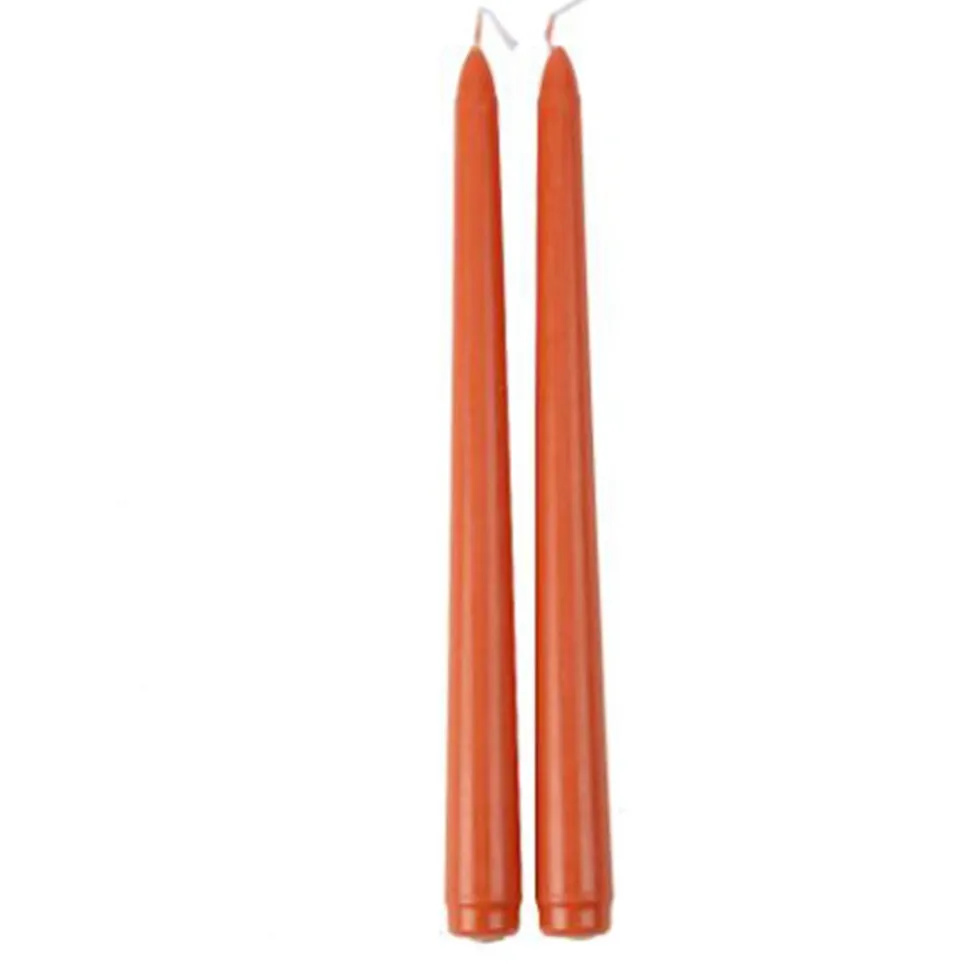 2 BOUGIES FLAMBEAU CONIQUES 25CM 7H ORANGE