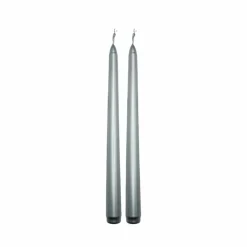 2 BOUGIES FLAMBEAU CONIQUES 25CM 7H ARGENT MÉTAL
