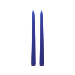 2 BOUGIES FLAMBEAU CONIQUES 25CM 7H INDIGO