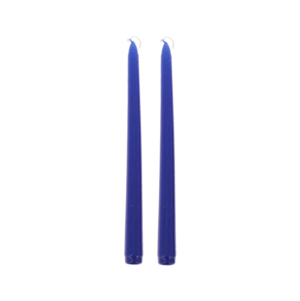 2 BOUGIES FLAMBEAU CONIQUES 25CM 7H INDIGO