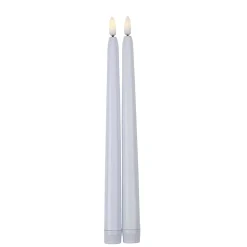 2 BOUGIES FLAMBEAU CONIQUES LED 27.5CM BLANC