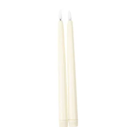 2 BOUGIES FLAMBEAU CONIQUES LED 27.5CM IVOIRE