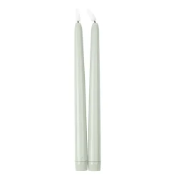 2 BOUGIES FLAMBEAU CONIQUES LED 27.5CM SAUGE