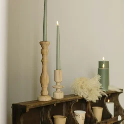 2 BOUGIES FLAMBEAU CONIQUES LED 27.5CM SAUGE