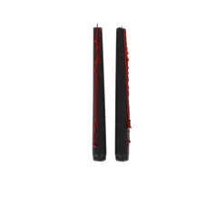 2 BOUGIES FLAMBEAU COULANTES ROUGE 25CM 7H NOIR
