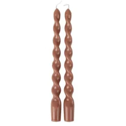 2 BOUGIES FLAMBEAU TORSADÉES 25CM 7H CAMEL