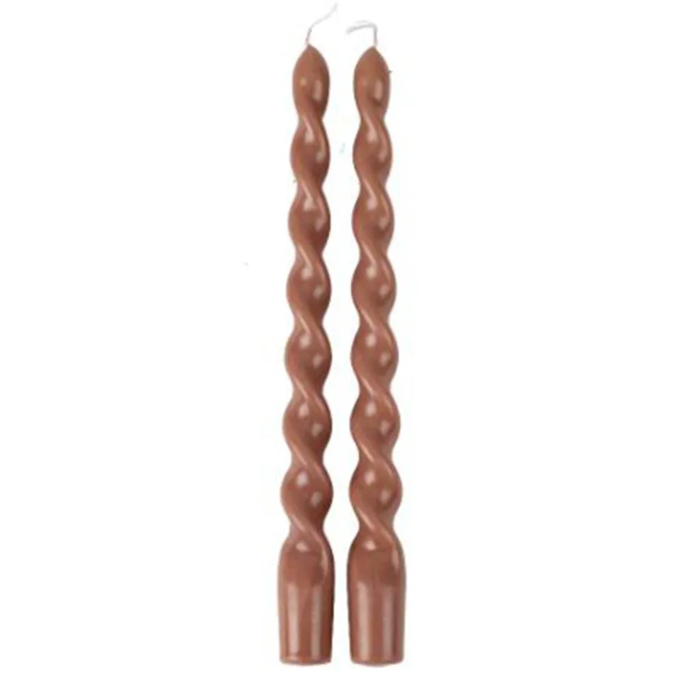 2 BOUGIES FLAMBEAU TORSADÉES 25CM 7H CAMEL