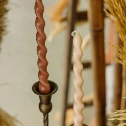 2 BOUGIES FLAMBEAU TORSADÉES 25CM 7H CAMEL