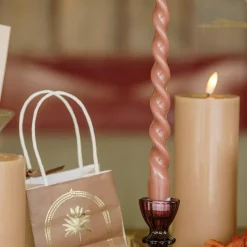 2 BOUGIES FLAMBEAU TORSADÉES 25CM 7H CAMEL