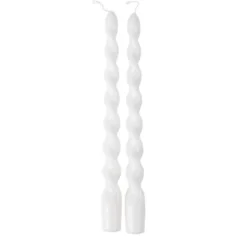 2 BOUGIES FLAMBEAU TORSADÉES 25CM 7H BLANC