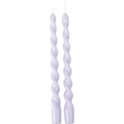 2 BOUGIES FLAMBEAU TORSADÉES 25CM 7H LILAS