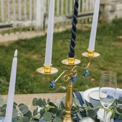 2 BOUGIES FLAMBEAU TORSADÉES 25CM 7H MARINE