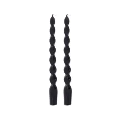 2 BOUGIES FLAMBEAU TORSADÉES 25CM 7H NOIR