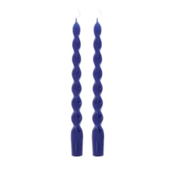 2 BOUGIES FLAMBEAU TORSADÉES 25CM 7H INDIGO