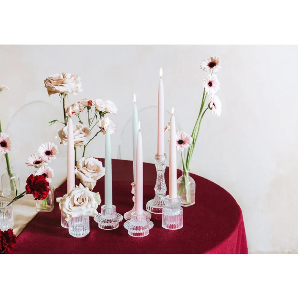 10 BOUGIES FLAMBEAUX CONIQUE 5H 24CM VIEUX ROSE