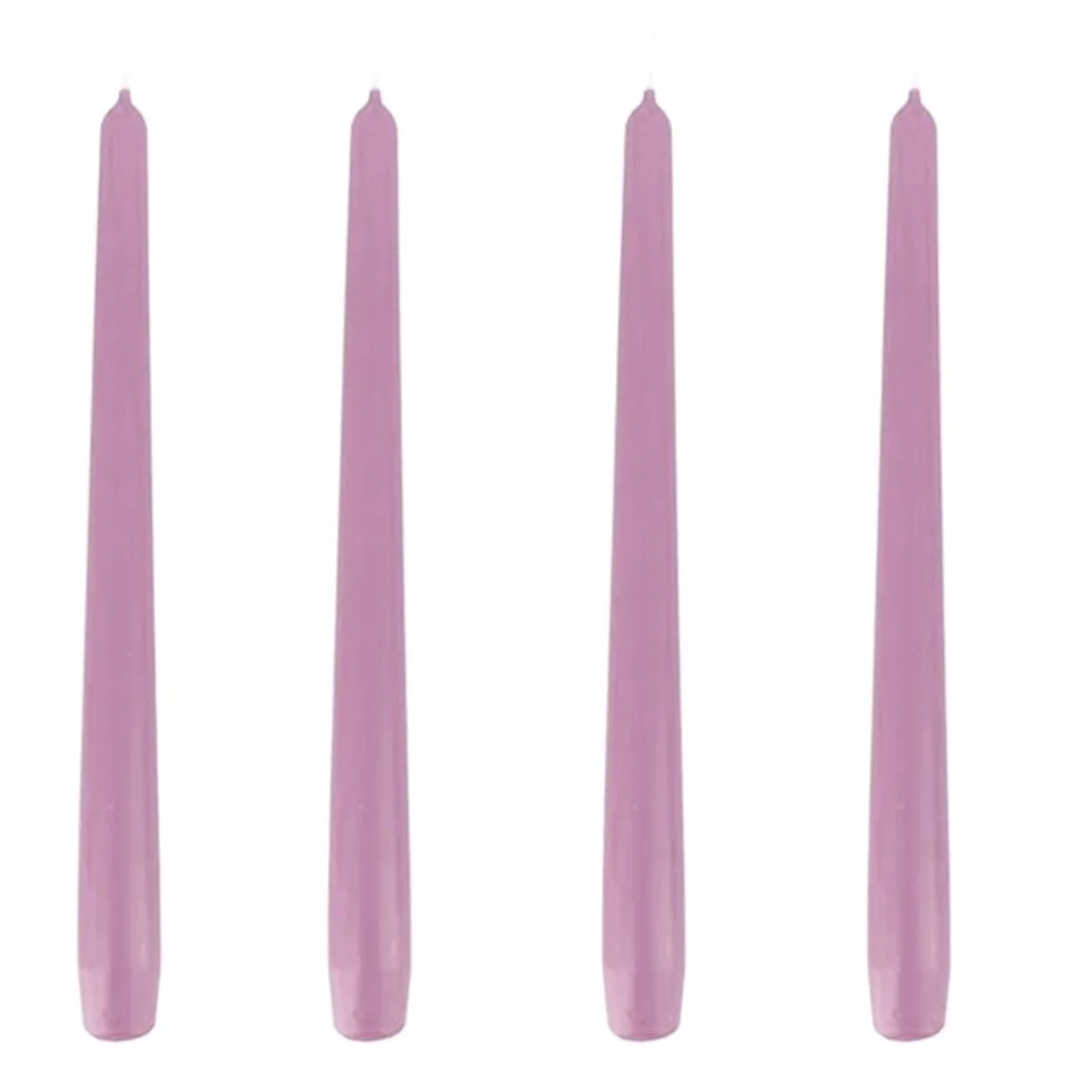 4 BOUGIES FLAMBEAUX CONIQUES 8H 25CM ROSE ANTIQUE