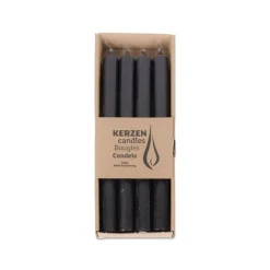 4 BOUGIES FLAMBEAUX RUSTIQUE 25CM 10H NOIR