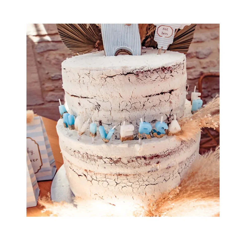 BOUGIES JOYEUX ANNIVERSAIRE 2.1CM BLANC BLEU OR