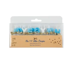 BOUGIES JOYEUX ANNIVERSAIRE 2.1CM BLANC BLEU OR