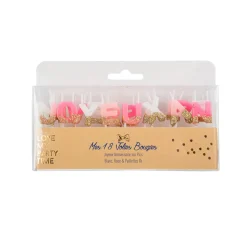 BOUGIES JOYEUX ANNIVERSAIRE 2.1CM BLANC ROSE OR