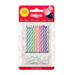 10 BOUGIES MAGIQUE BOBÈCHES ANNIVERSAIRE MULTI