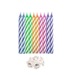 10 BOUGIES MAGIQUE BOBÈCHES ANNIVERSAIRE MULTI