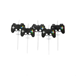 5 BOUGIES MANETTE JEUX VIDÉO 5.5CM NOIR