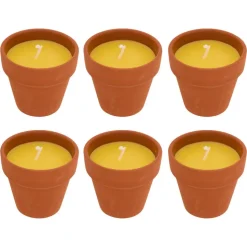 6 BOUGIES PARFUMÉES CITRONELLE POT ARGILE 40G 7H