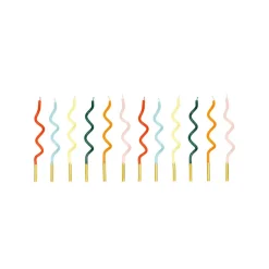 12 BOUGIES TORSADÉES ANNIVERSAIRE 14CM ARC-EN-CIEL