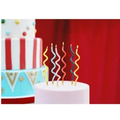 12 BOUGIES TORSADÉES ANNIVERSAIRE 14CM ARC-EN-CIEL