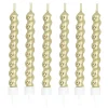6 BOUGIES TORSADÉES ANNIVERSAIRE 6CM OR