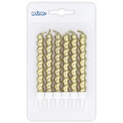 6 BOUGIES TORSADÉES ANNIVERSAIRE 6CM OR