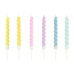 6 BOUGIES TORSADÉES CIRE 8.5CM COULEURS PASTELS