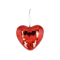 BOULE À FACETTES CUR MIROIR DISCO 15CM ROUGE