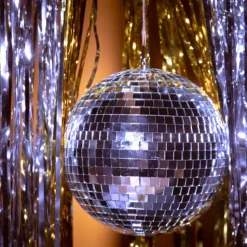 BOULE À FACETTES MIROIR DISCO 20CM ARGENT
