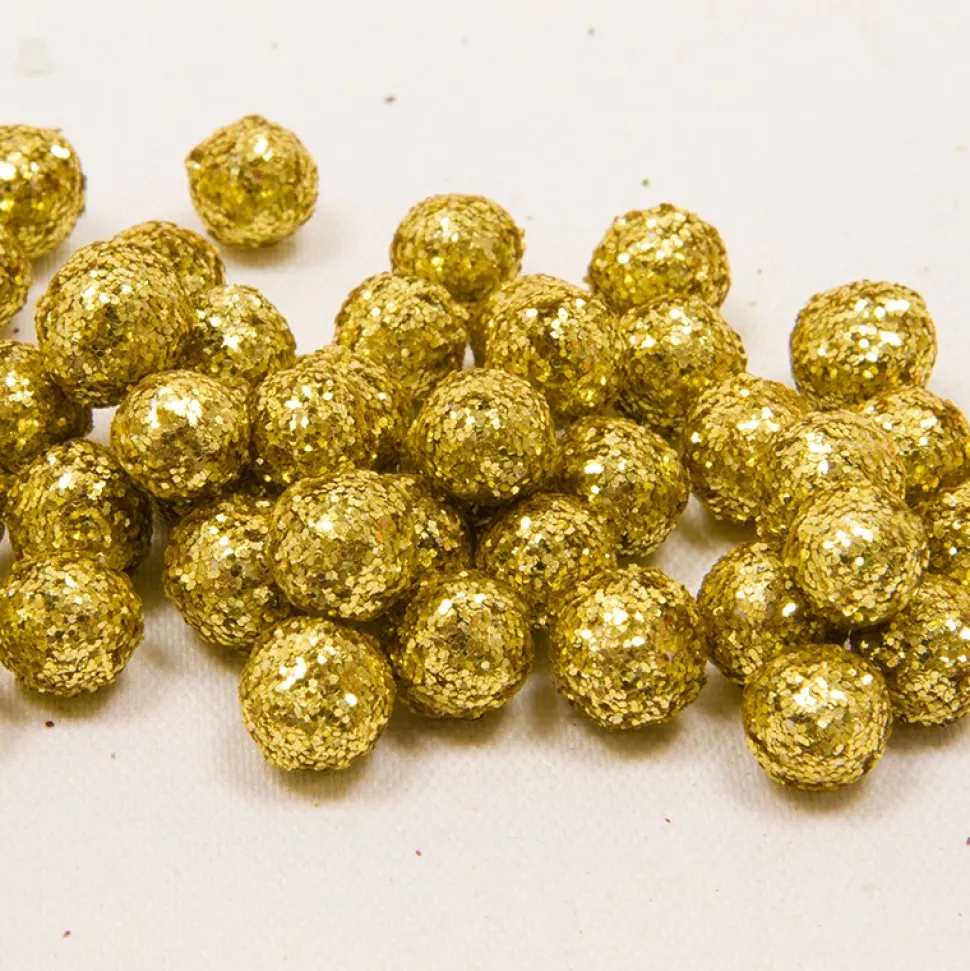 BOULES DÉCO PAILLETÉES 8MM 10G OR