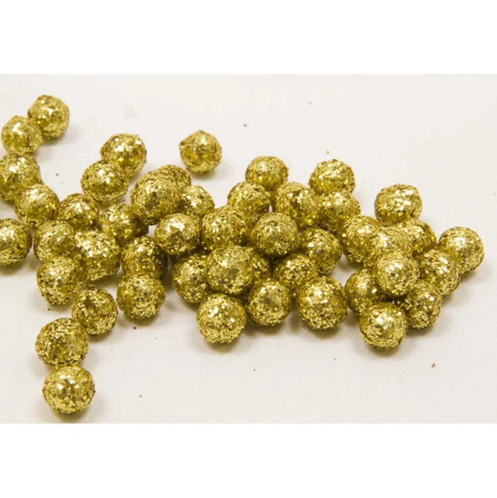 BOULES DÉCO PAILLETÉES 8MM 10G OR