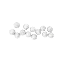 40 BOULES DÉCORATION MOUSSE PAILLETÉE 12MM BLANC