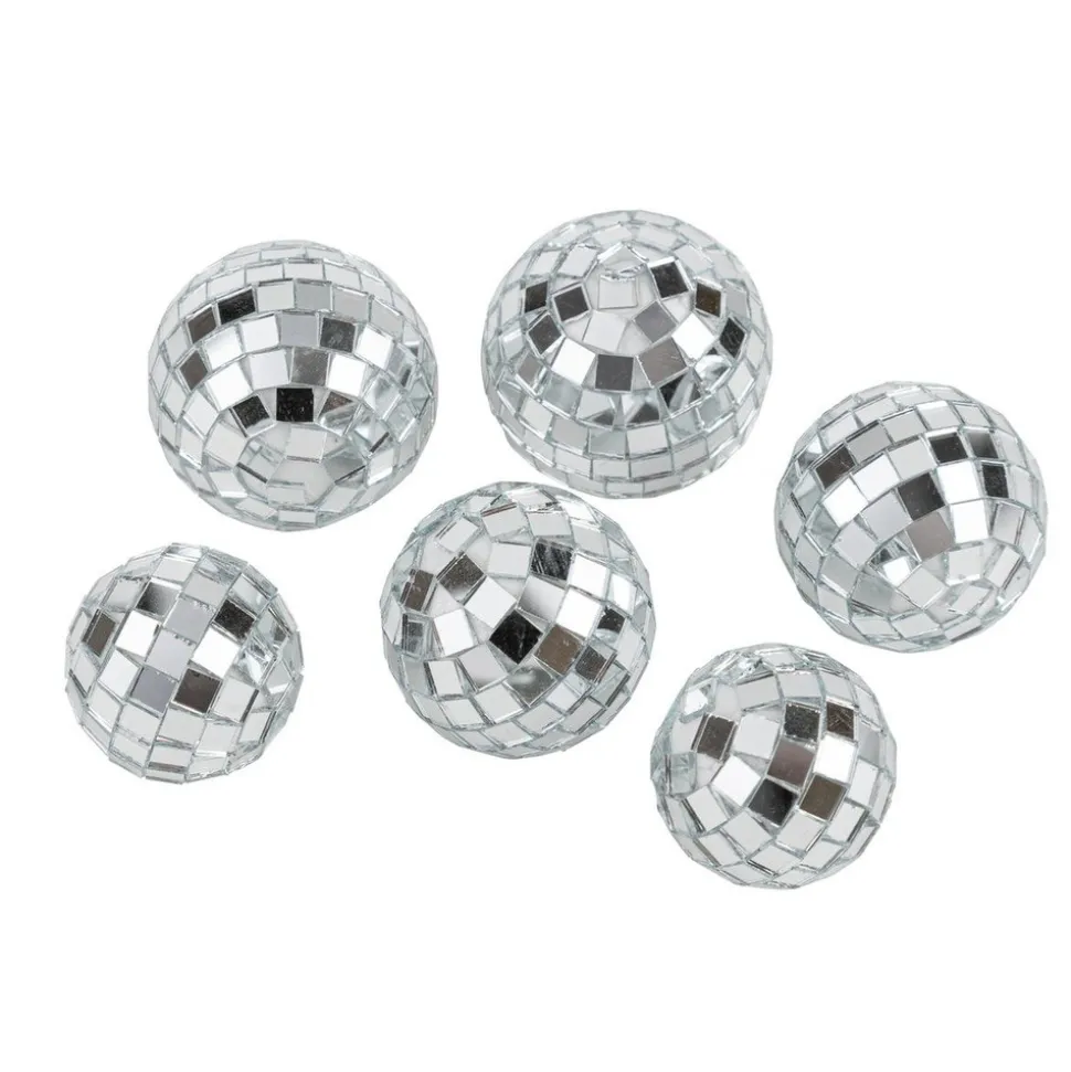 6 BOULES À FACETTES MIROIR DISCO 3-3.5-4CM ARGENT