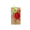 BOUQUET ARTIFICIEL ROSE ANCIENNE BOUTON 21CM ROUGE