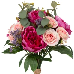 BOUQUET COMPOSÉ ROND ARTIFICIEL 53CM ROSE