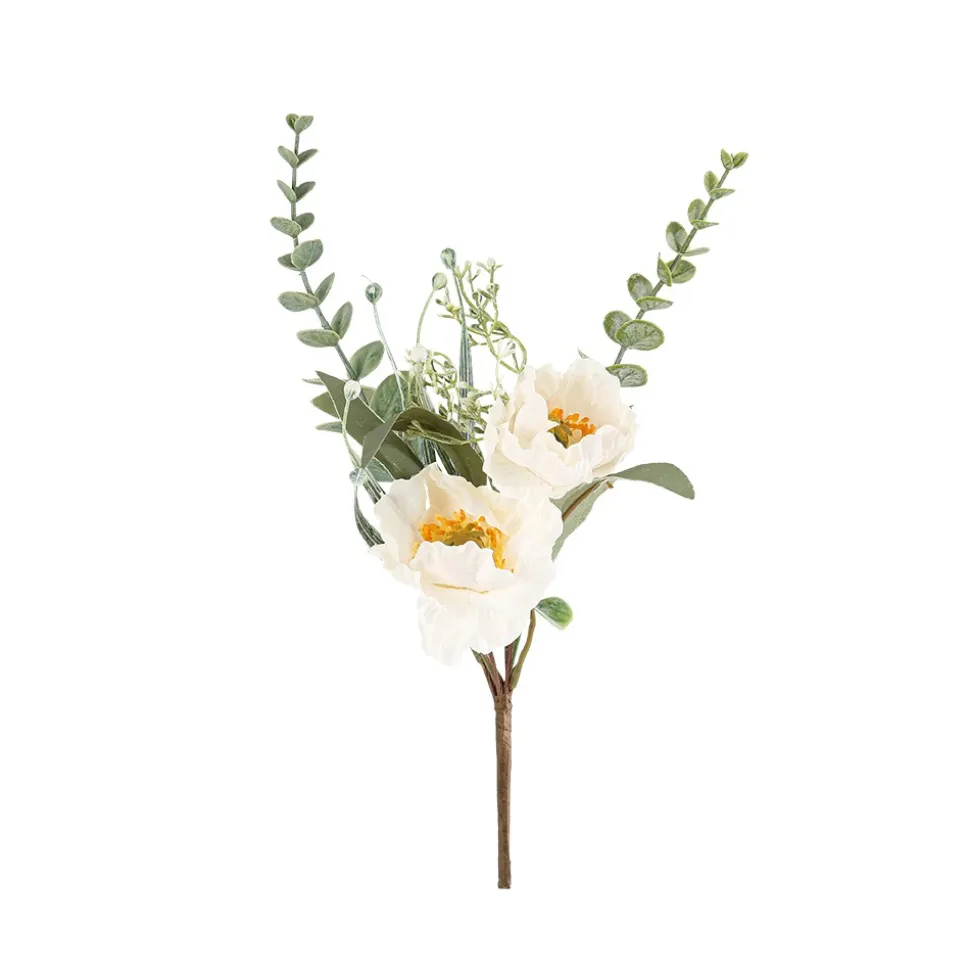 BOUQUET COQUELICOTS ARTIFICIELS 33CM BLANC
