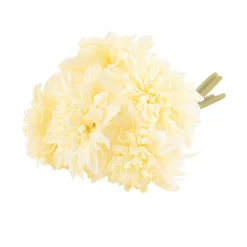 BOUQUET 5 DAHLIAS ARTIFICIELS 27CM JAUNE PÂLE