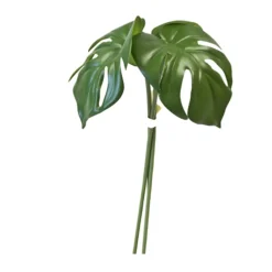 BOUQUET 3 FEUILLES MONSTERA ARTIFICIEL 26CM VERT